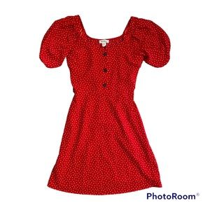 Red Puff Sleeve Dress